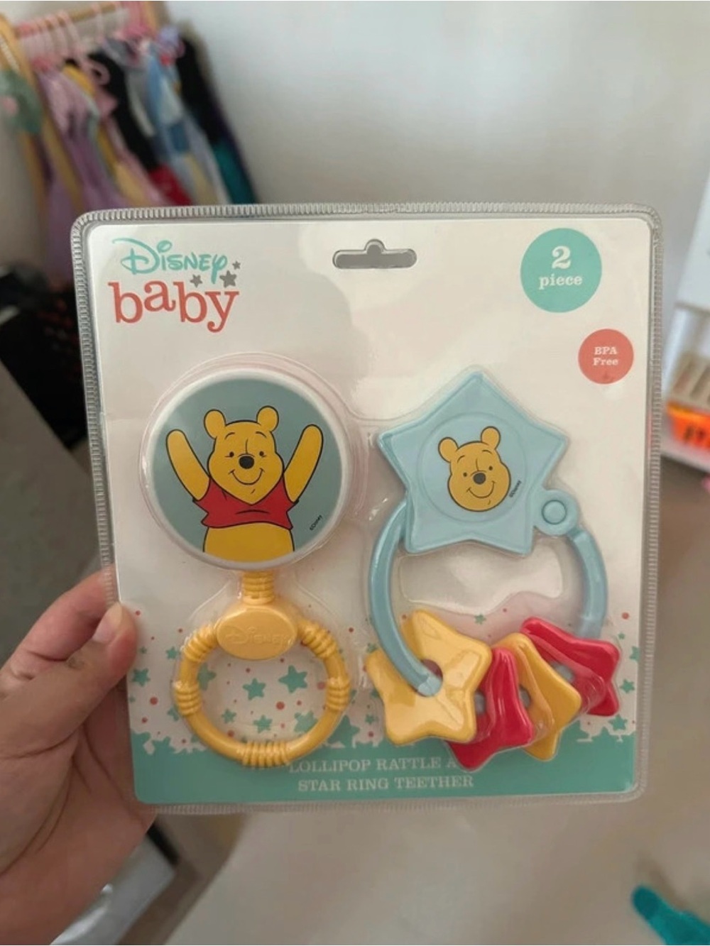 Disney Baby Blue and Yellow Winnie the Pooh Teether & Rattle Set